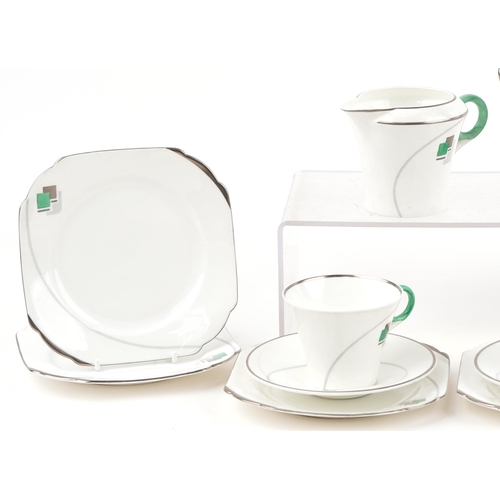 361 - Shelley Art Deco part tea service numbered 781613, the largest 25cm wide