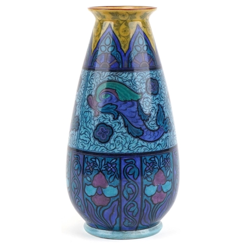 210 - Burleigh Ware Urbino vase hand painted with a stylized fish, numbered 69/3055 to the base, 31cm high