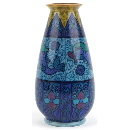 210 - Burleigh Ware Urbino vase hand painted with a stylized fish, numbered 69/3055 to the base, 31cm high