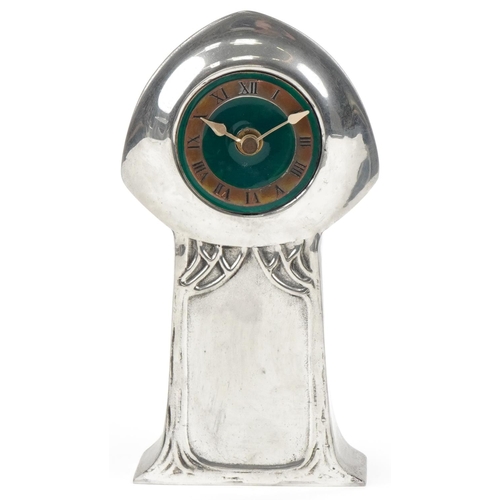 55 - Liberty Heritage pewter clock with enamelled dial numbered 9808, limited edition 173/250, 22cm high