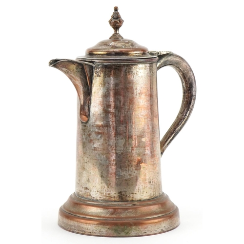 1311 - Georgian Sheffield plated lidded flagon, 29cm high