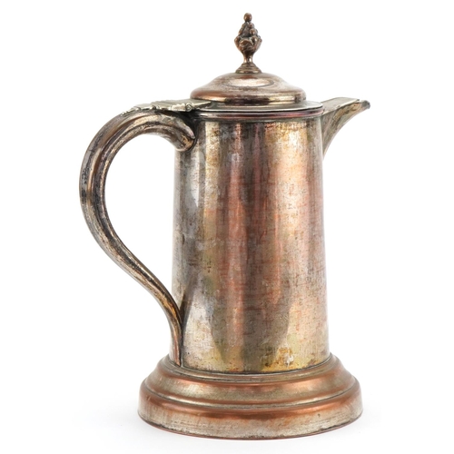 1311 - Georgian Sheffield plated lidded flagon, 29cm high