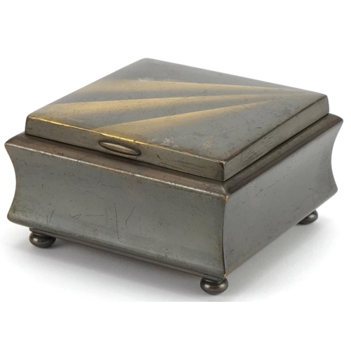 488 - WMF Ikora stylized silver plated box with wooden interior, 5.5cm H x 10cm W x 10cm D