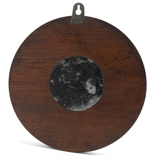 1199 - Carved oak barometer with silvered dial for James Lucking & Co Opticians Birmingham, Leicester and W... 