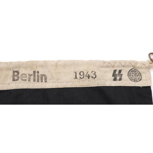 2532 - German military Nazi SS flag dated Berlin 1943, 94cm x 60cm