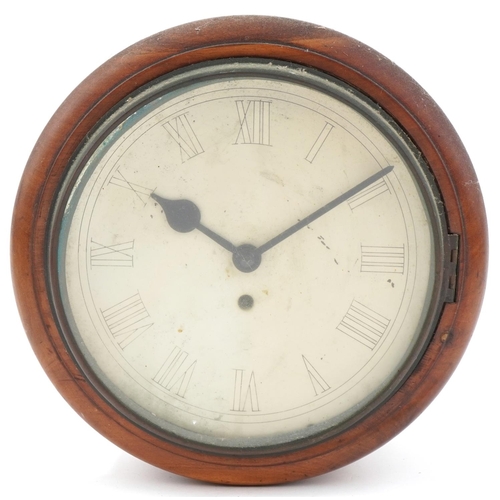 1196 - Victorian mahogany wall clock with fusée movement, 33cm in diameter