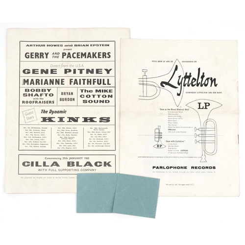 1456 - The Beatles programme along with two tickets for the Astoria Finsbury Park and The Humphrey Lyttleto... 
