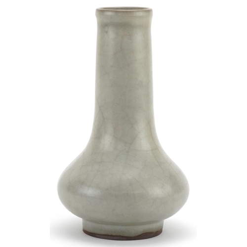 1153 - Chinese porcelain celadon crackle glazed vase, 18cm high