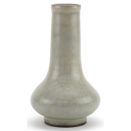 1153 - Chinese porcelain celadon crackle glazed vase, 18cm high