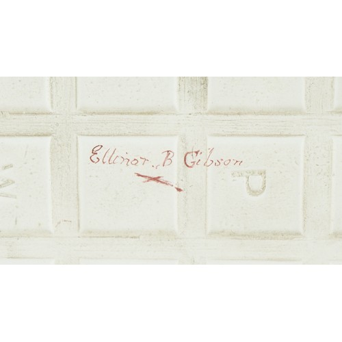 236 - Minton ceramic tile hand painted by Elliott B Gibson , Fair to See, initialled EB, mounted in a velv... 