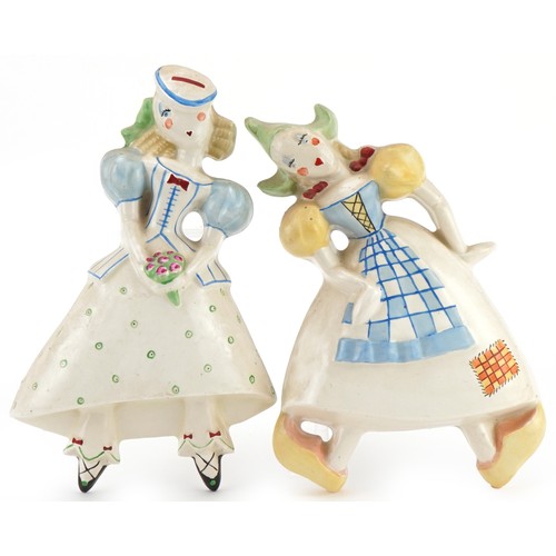 421 - Two Crown Devon wall plaques, Dutch girl and French girl, the largest 27cm high