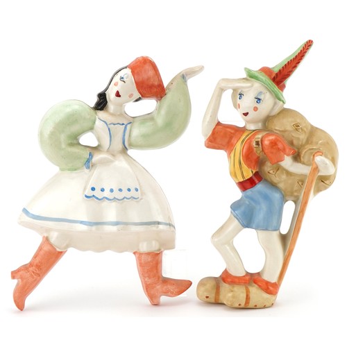 420 - Two Crown Devon wall plaques, Russian girl and Austrian boy, the largest 27cm high