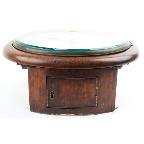 1085 - ***Withdrawn***Volk's Electric Railway oak Station clock with fusée movement and painted dial, the V... 