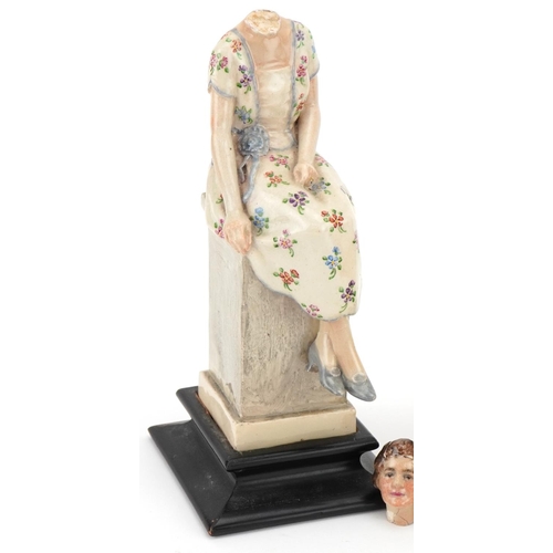 232 - Helen Wickham pottery hand painted figurine 'The Dreamer' together with Old Cheyne pottery hand pain... 