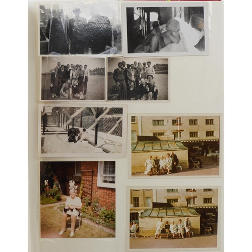 2494 - Family album of black and white photographs including motorbikes, family gatherings together with a ... 