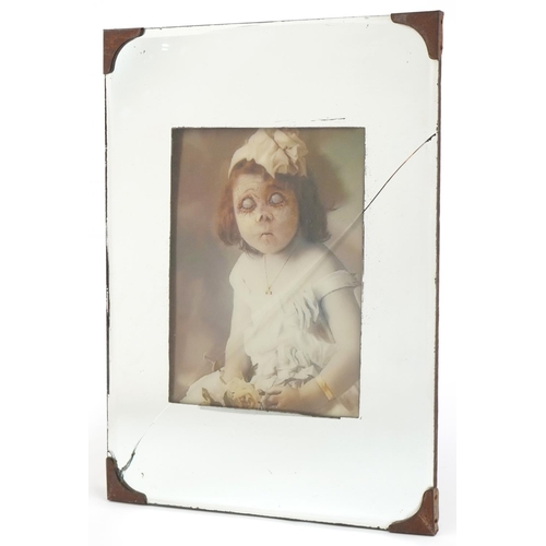 1565 - Young girl holographic zombie art mirror, 36cm x 25cm