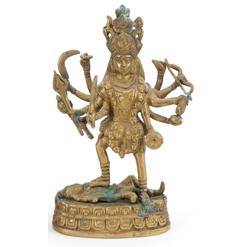 1306 - Chino-Tibetan Buddha together with a similar figure of a warrior, the largest 25cm high