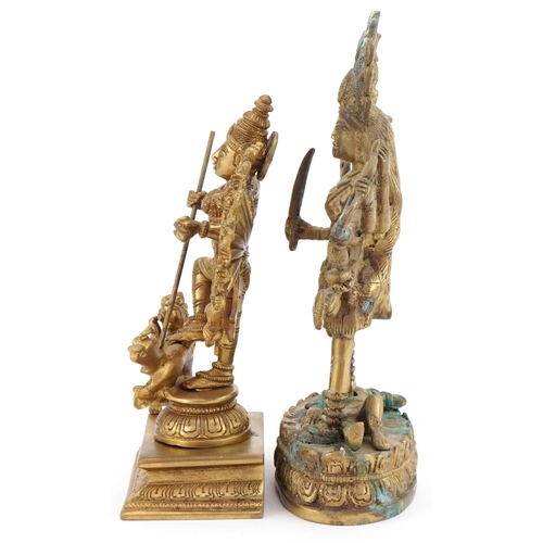 1306 - Chino-Tibetan Buddha together with a similar figure of a warrior, the largest 25cm high