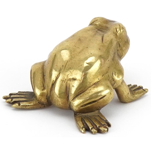 1006 - Bronze frog for V Vallipuram & Sons Ceylon with beaded glass eyes, numbered 10945 to the base, 6cm i... 