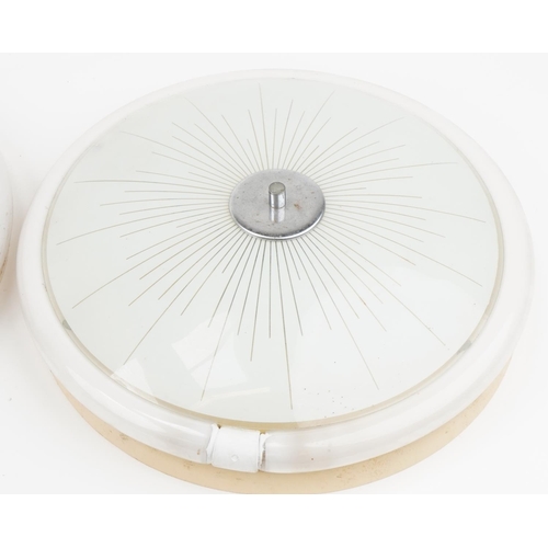 2261 - Three retro glass light fittings, each 39cm in diameter