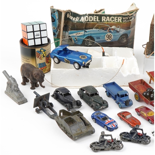 2361 - Vintage and later toys including Schuco clockwork car, Dinky diecast vehicles and a Revell slot car ... 