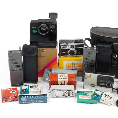 1551 - Vintage and later cameras and binoculars including Kodak Instamatic 100, Kodak Disc 4000 and Panoram... 