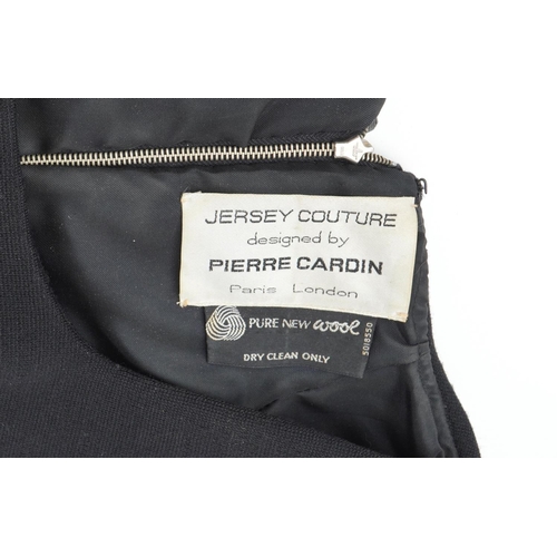 1535 - Vintage Jersey Couture by Pierre Cardin wool dress, 130cm in length, chest 42cm