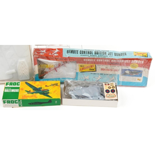 2381 - Vintage model aircraft including battery operated Concorde, the Lindberg Line remote controlled Brit... 