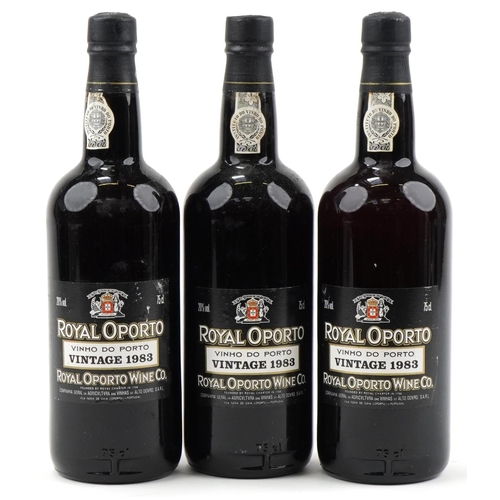 2018 - Three bottles of Royal Oporto 1983 vintage port