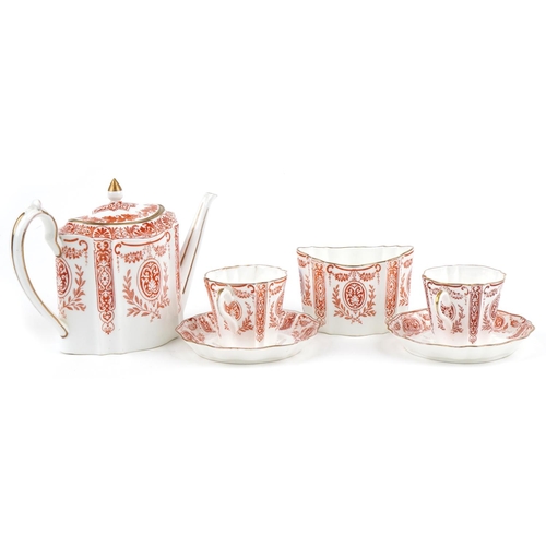 1157 - Victorian Wedgwood teaware comprising teapot, sugar bowl and two cups and saucers, pattern number Y2... 