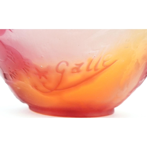 518 - Gallé overlay glass vase decorated with berries, signature Gallé to side, 6cm high