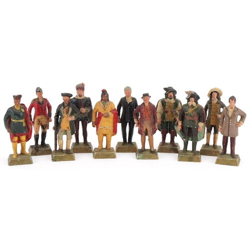 2320 - Selection of plastic hand painted figures made in Hong Kong including Red Indian, Sir Isaac Brock an... 