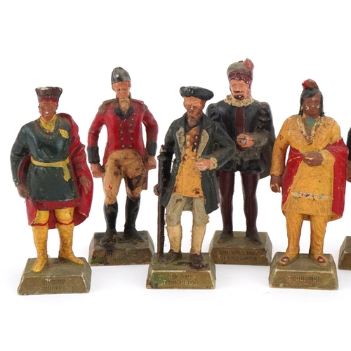 2320 - Selection of plastic hand painted figures made in Hong Kong including Red Indian, Sir Isaac Brock an... 