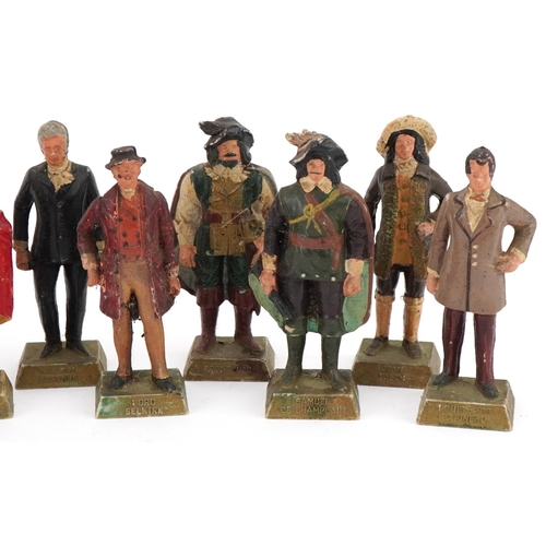 2320 - Selection of plastic hand painted figures made in Hong Kong including Red Indian, Sir Isaac Brock an... 