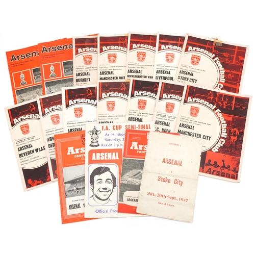 Arsenal football programmes including a 1947 match versus Stoke City