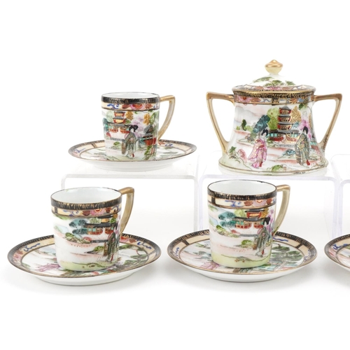 2172 - Noritake coffee service to include six cups and saucers, milk jug and sugar bowl, the largest 11cm w... 