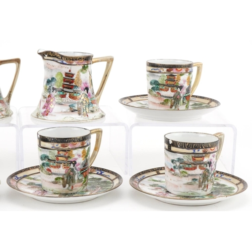 2172 - Noritake coffee service to include six cups and saucers, milk jug and sugar bowl, the largest 11cm w... 