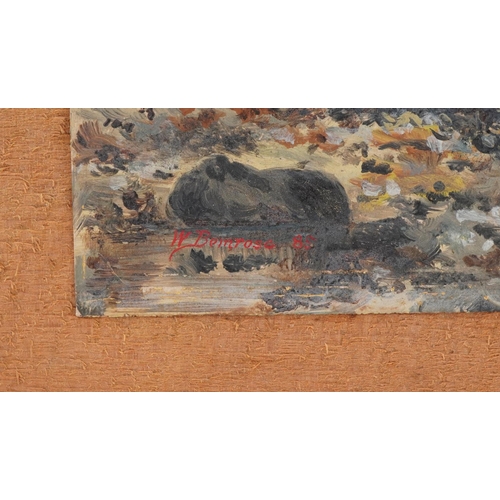 2296A - Fisherman collecting cockles on a shore, Victorian oil on card on wood panel, signed W Bemrose and d... 