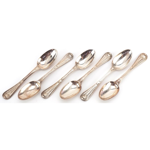 1024 - William Eley I, William Fern and William Chawner, set of six George III silver spoons, London 1811, ... 