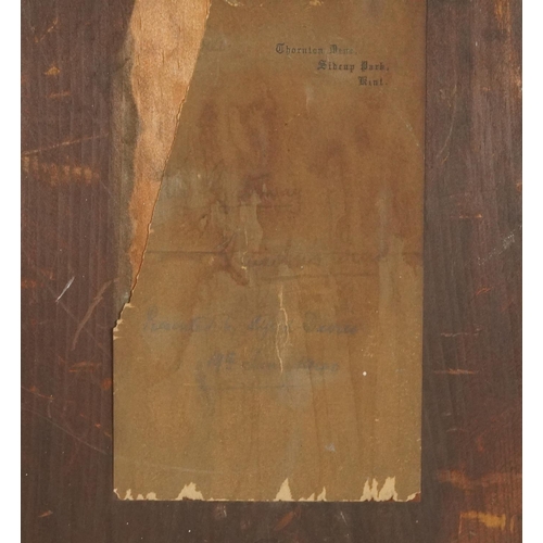 1370 - J W D 1902 - College gate entrance, watercolour, paper labels to the reverse contemporary mounted an... 