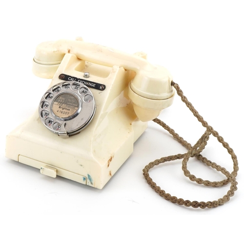 Vintage white Bakelite telephone with Brighton Exchange 416007 dial, numbered 5560 to the base