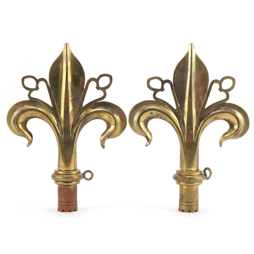 149 - Pair of Arts & Crafts bronze Fleur de Lys pole ends, each 22cm high