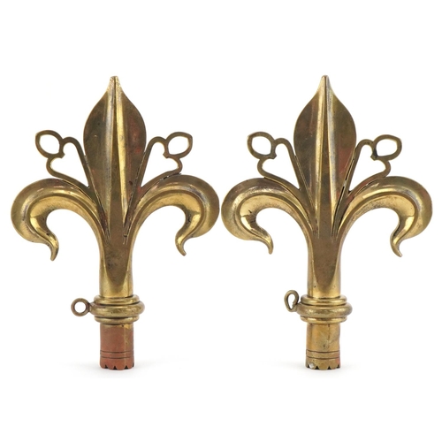 149 - Pair of Arts & Crafts bronze Fleur de Lys pole ends, each 22cm high