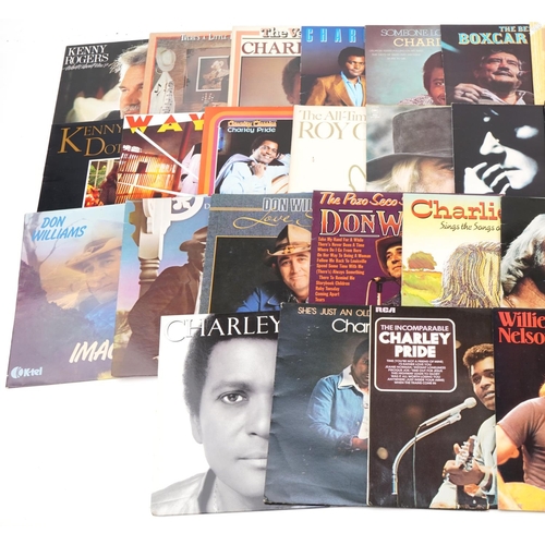 1493 - Vinyl LP records including Charlie Rich, Willie Nelson, Don Williams, Kenny Rogers and Roy Orbison