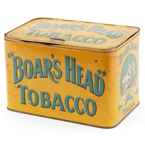 2521 - Vintage Boar's Head Tobacco advertising enamelled tin, 14cm H x 21.5cm W x 14.5cm D