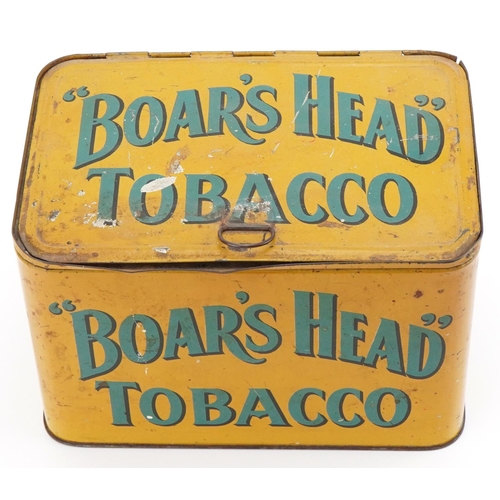 2521 - Vintage Boar's Head Tobacco advertising enamelled tin, 14cm H x 21.5cm W x 14.5cm D