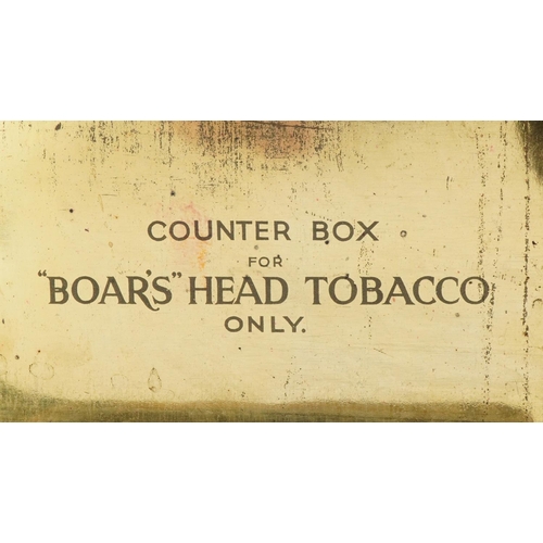 2521 - Vintage Boar's Head Tobacco advertising enamelled tin, 14cm H x 21.5cm W x 14.5cm D