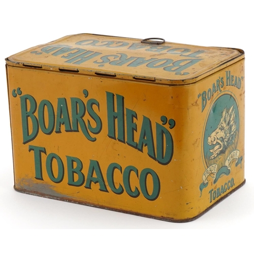 2521 - Vintage Boar's Head Tobacco advertising enamelled tin, 14cm H x 21.5cm W x 14.5cm D