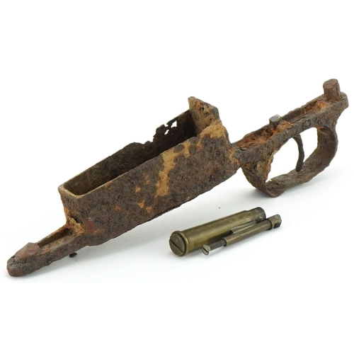 2613 - World War II K98 trigger mechanism and a trench art lighter