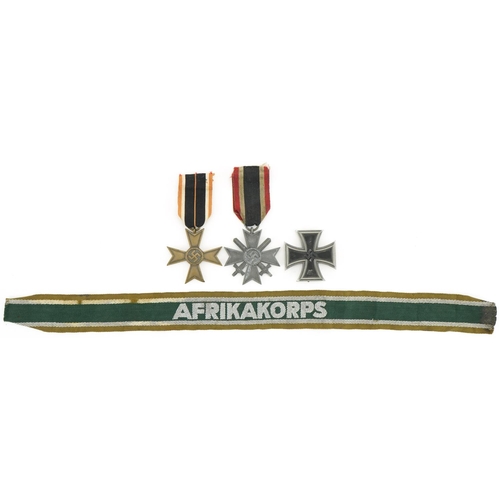 2569 - German militaria including 1939 Merit Cross and Afrika Korps cuff title